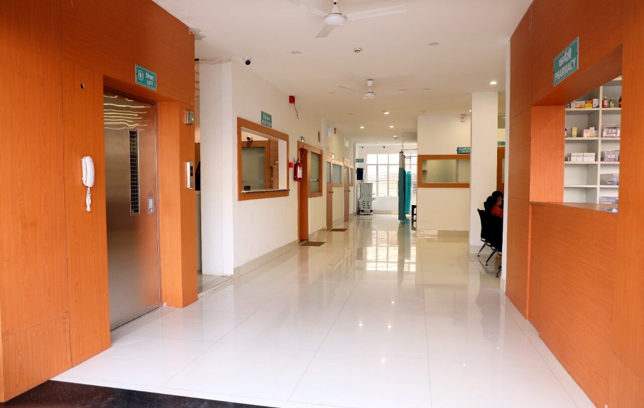 Hospital corridor at Metrocity Multispeciality Hospital